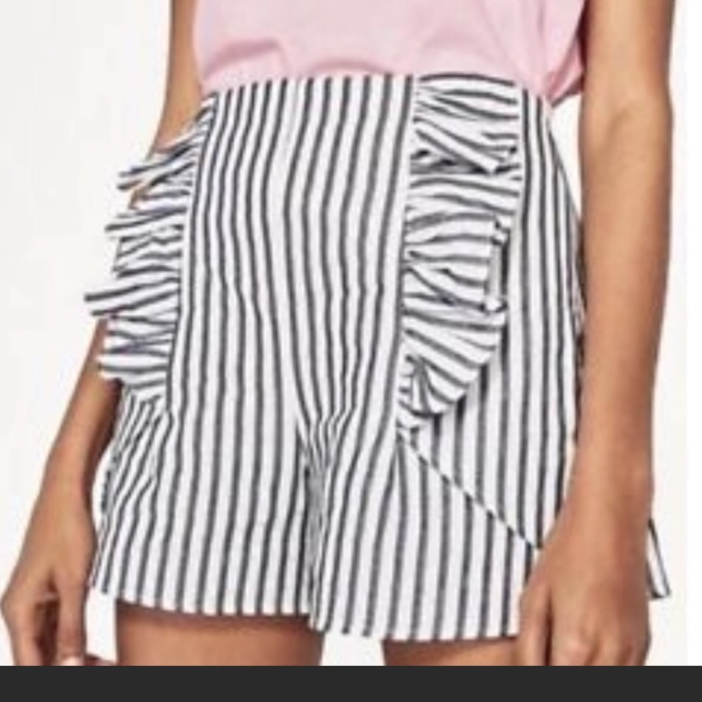 On hold! Zara gray and white striped shorts